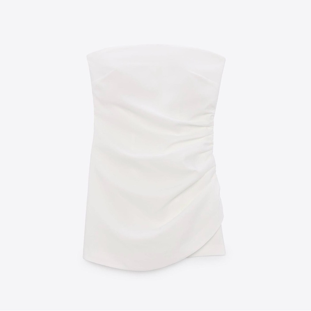 Draped short jumpsuit Zara White Strapless Jumpsuit with Side Slit
